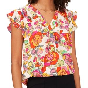 Chaus Print Flutter Sleeve Blouse